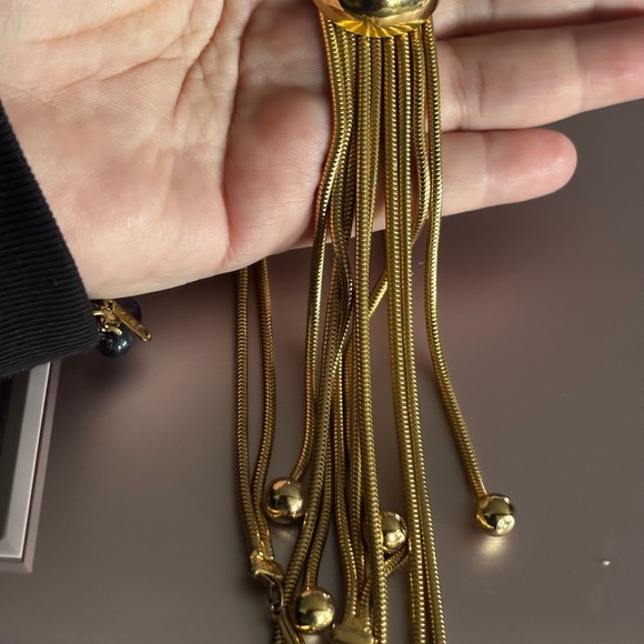 Vintage Gold Tone long Length Necklace w/Ball Dangles - Picture 8 of 9